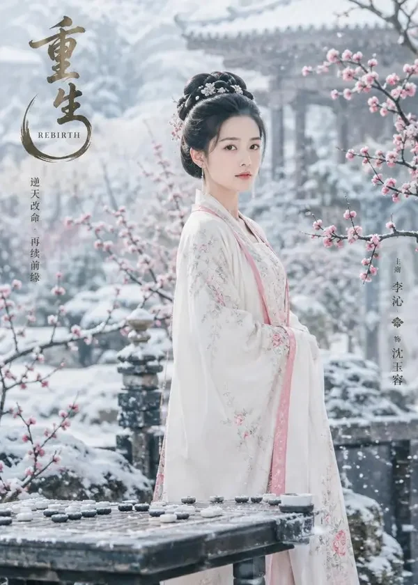 短剧《雪落花庭：这一世我掌棋》海报封面，穿越重生、逆袭、古装题材